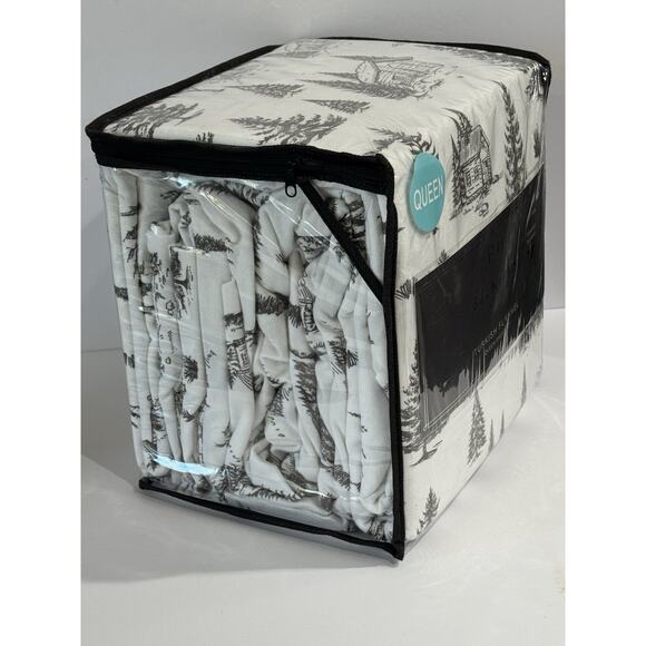 Beekman Home Christmas Tree Cabin Turkish Flannel Sheet Set QUEEN - Picture 4 of 11